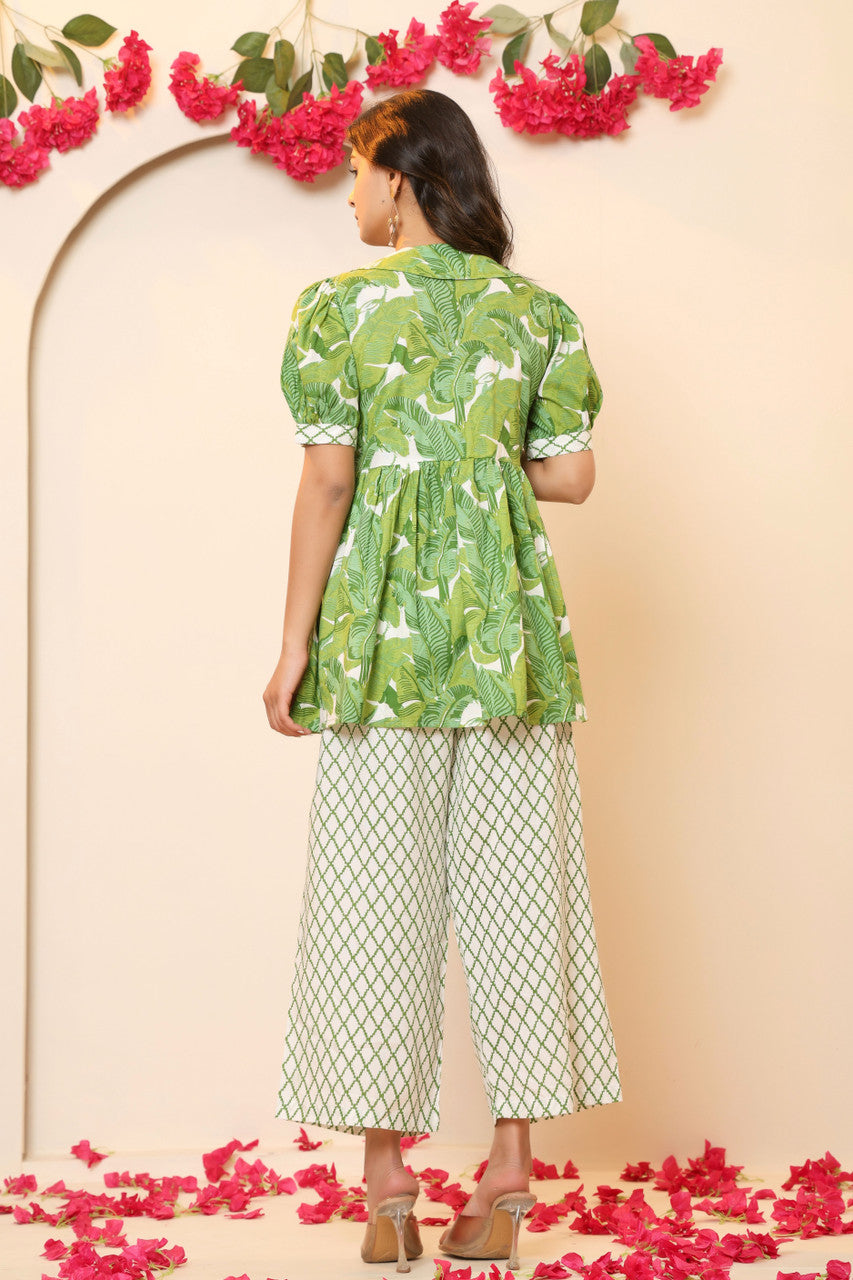 Green Cotton Co-ords Set for Women
