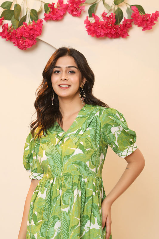 Green Cotton Co-ords Set for Women