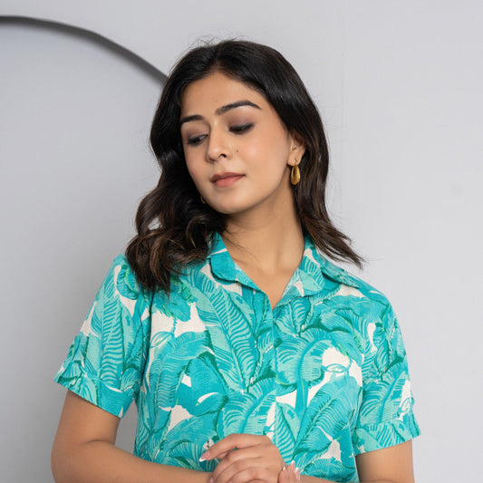 Light Green Cotton Tunic Pant Co-ords Set